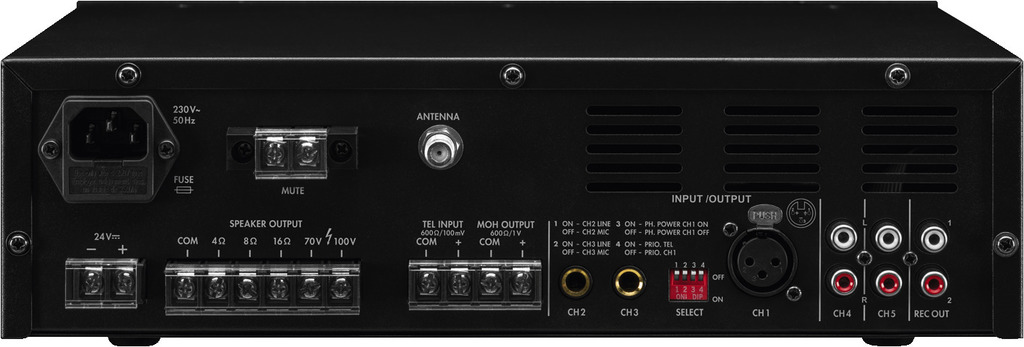 Monacor PA-806DMP Ampli-Mixer 100V 60W Mono con MP3 Tuner 